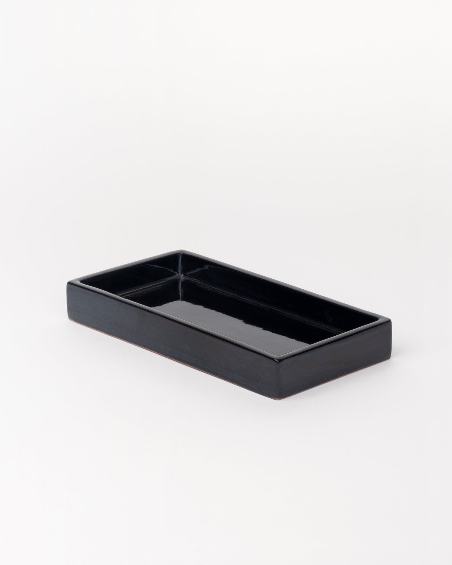 Plateau en céramique bleu, terracotta, fait à la main - set à café, vide poche, assiette de service.