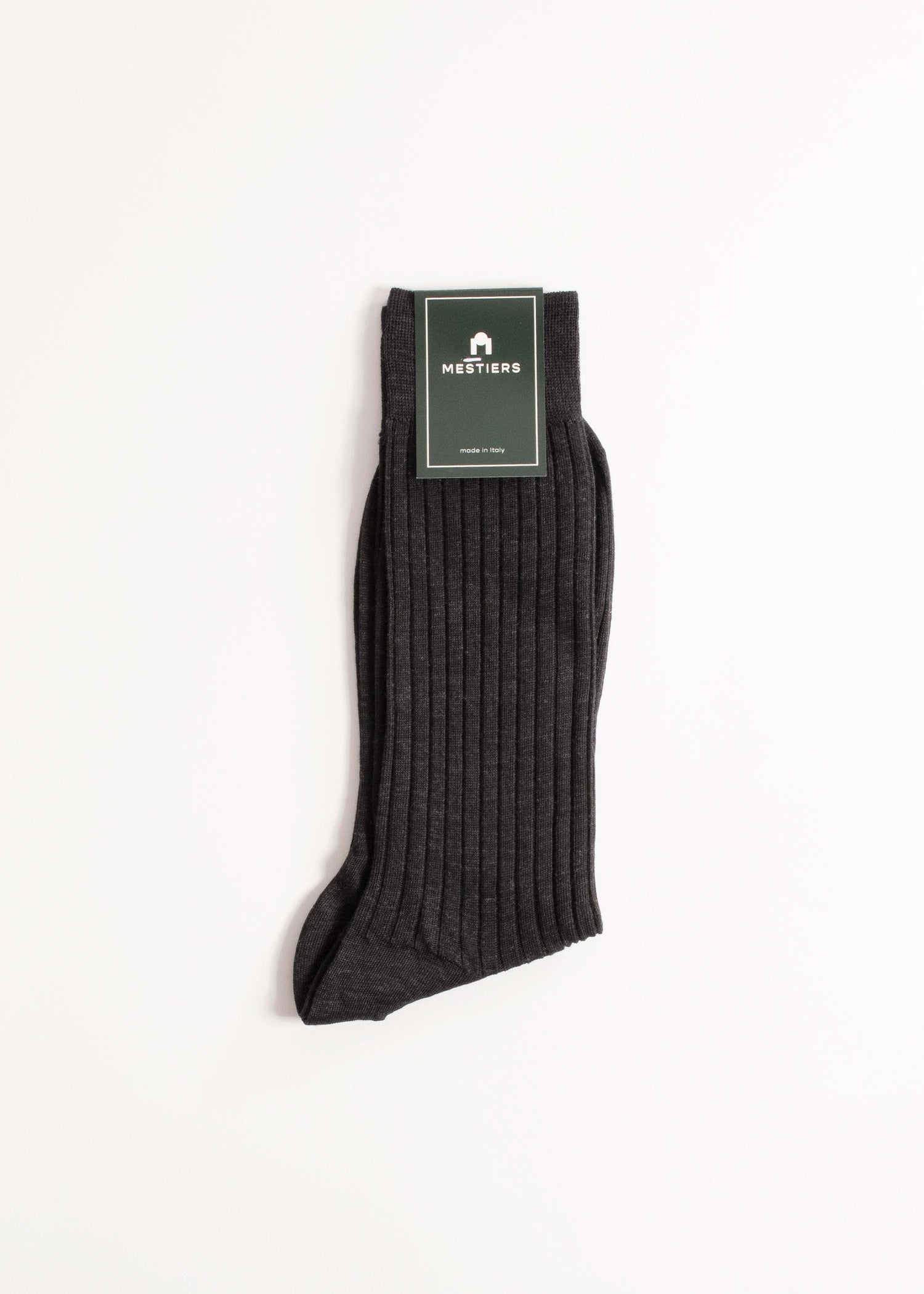 Chaussettes fines à côtes 80% laine 20% nylon, confectionnées en Italie