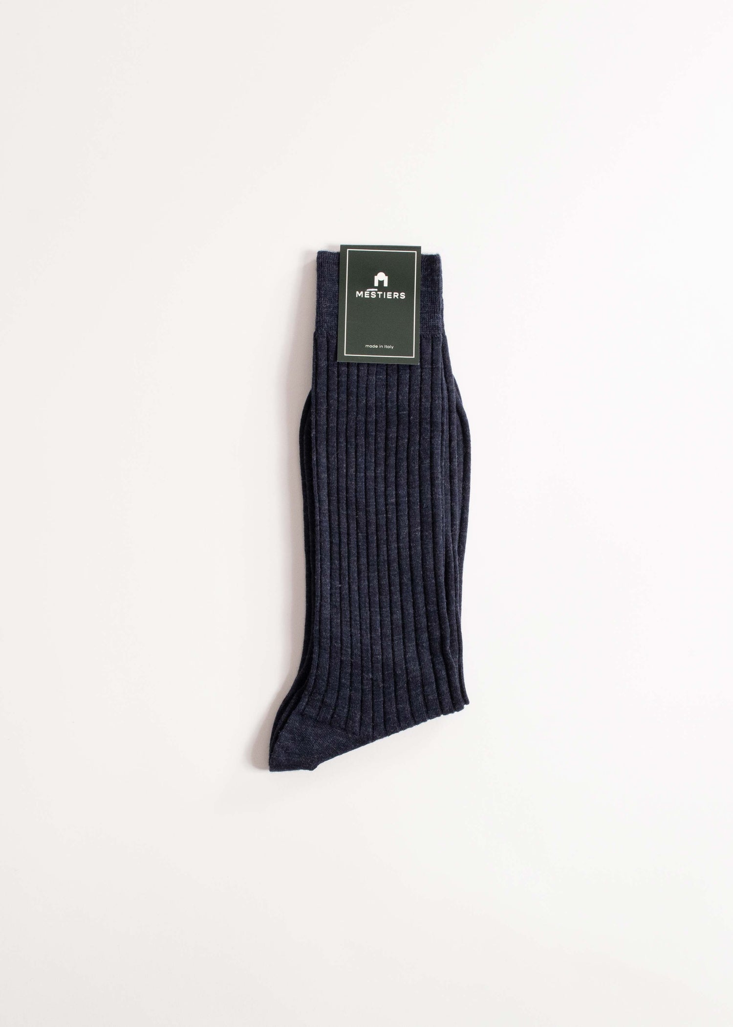 Chaussettes fines à côtes 80% laine 20% nylon, confectionnées en Italie