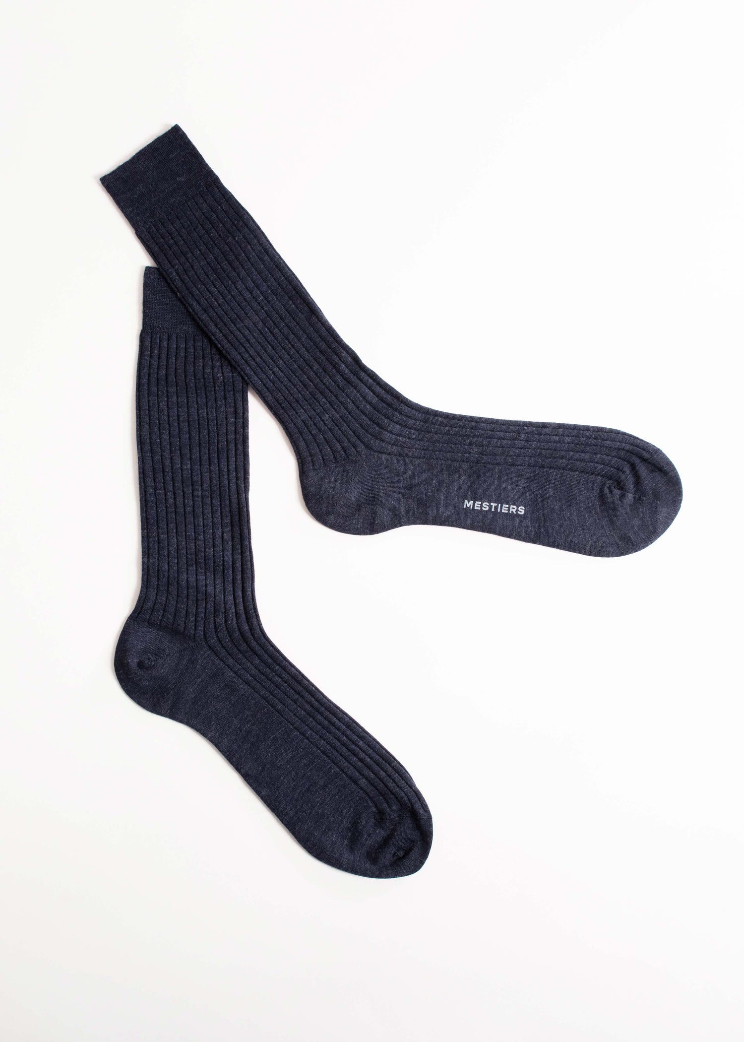 Chaussettes fines à côtes 80% laine 20% nylon, confectionnées en Italie