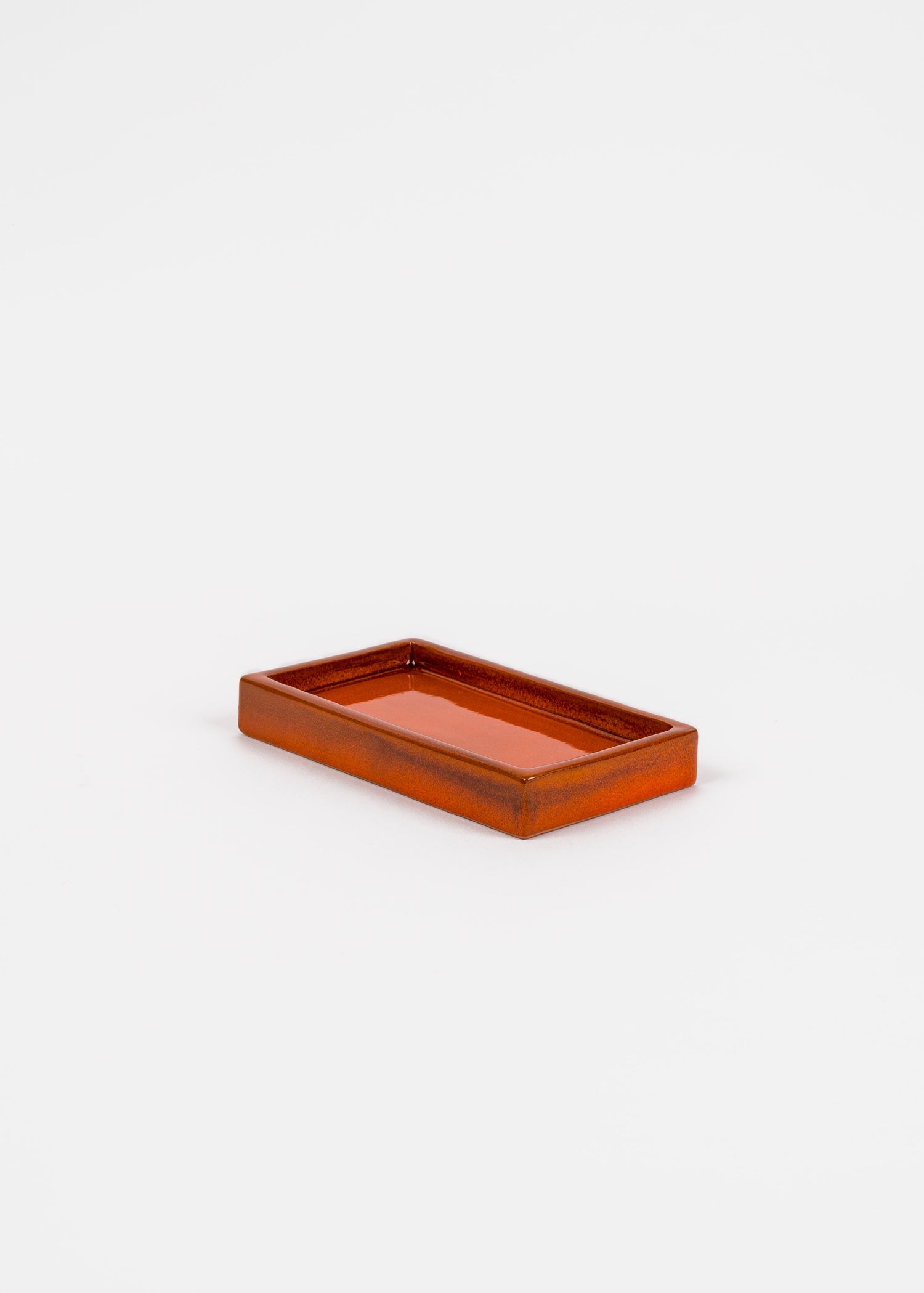 Plateau en céramique orange, terracotta, fait à la main - set à café, vide poche, assiette de service.