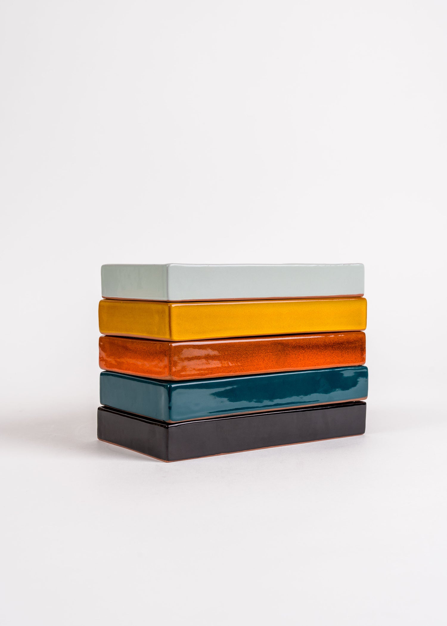 Plateau réctangulaire en céramique terracotta, vide poche, vaisselle de service, set pour café