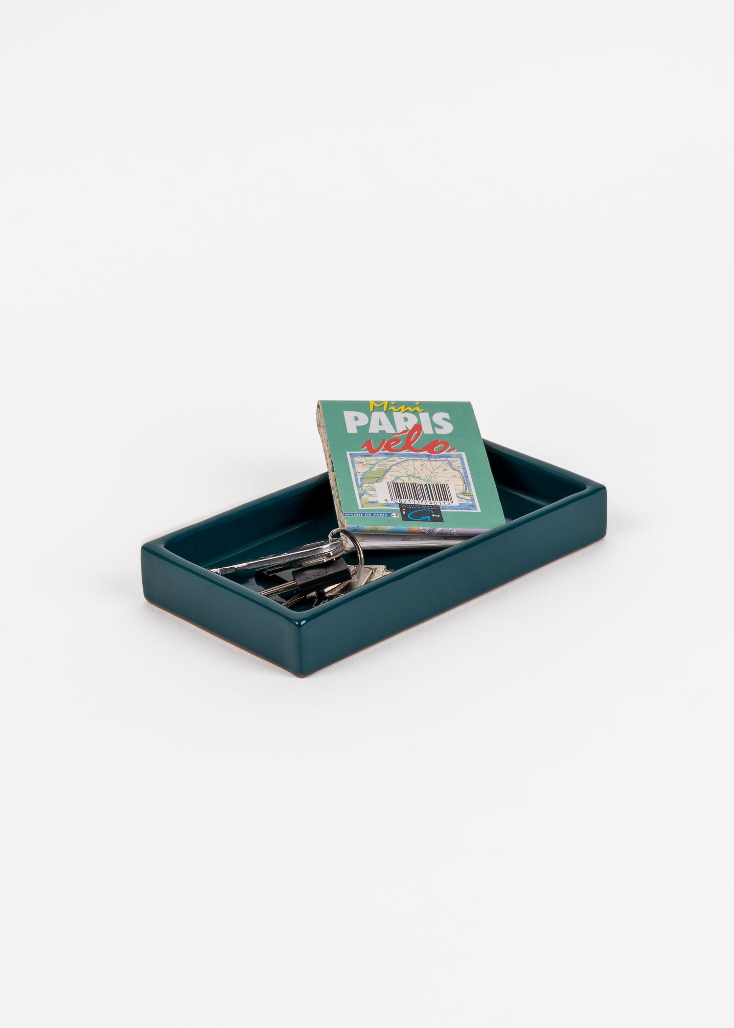 Plateau en céramique vert émeraude, terracotta, fait à la main - set à café, vide poche, assiette de service.