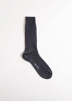 Chaussettes fines à côtes 90% laine 10% nylon, confectionnées en Italie