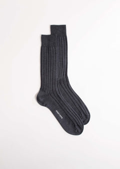 Chaussettes fines à côtes 90% laine 10% nylon, confectionnées en Italie