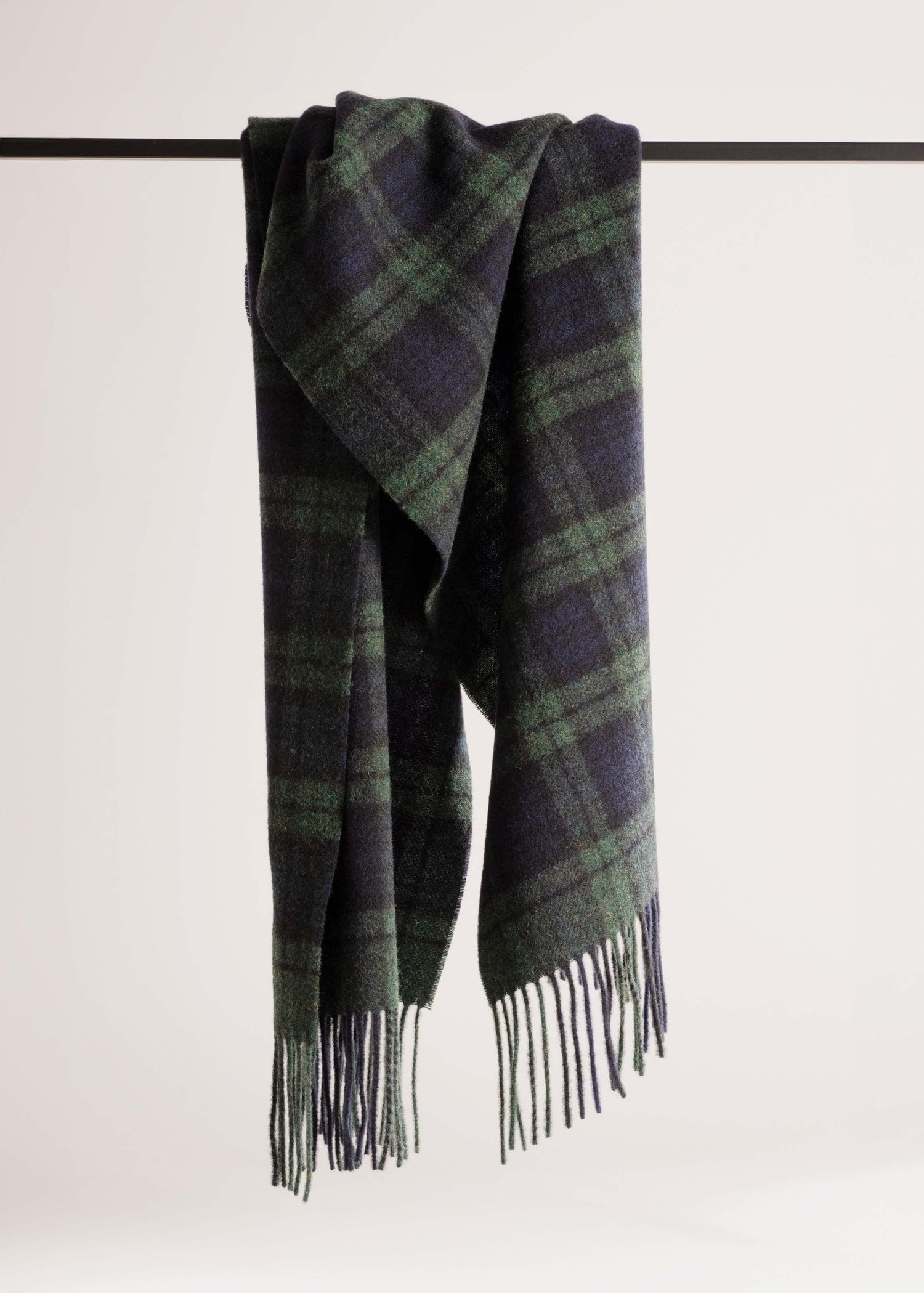 Écharpe en laine - Tartan vert et bleu