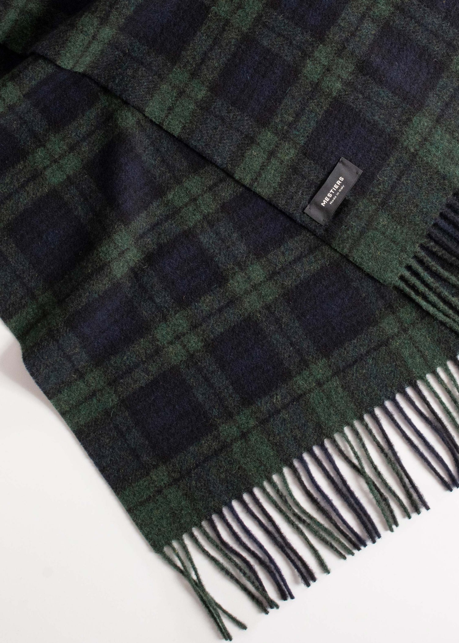 Écharpe en laine - Tartan vert et bleu