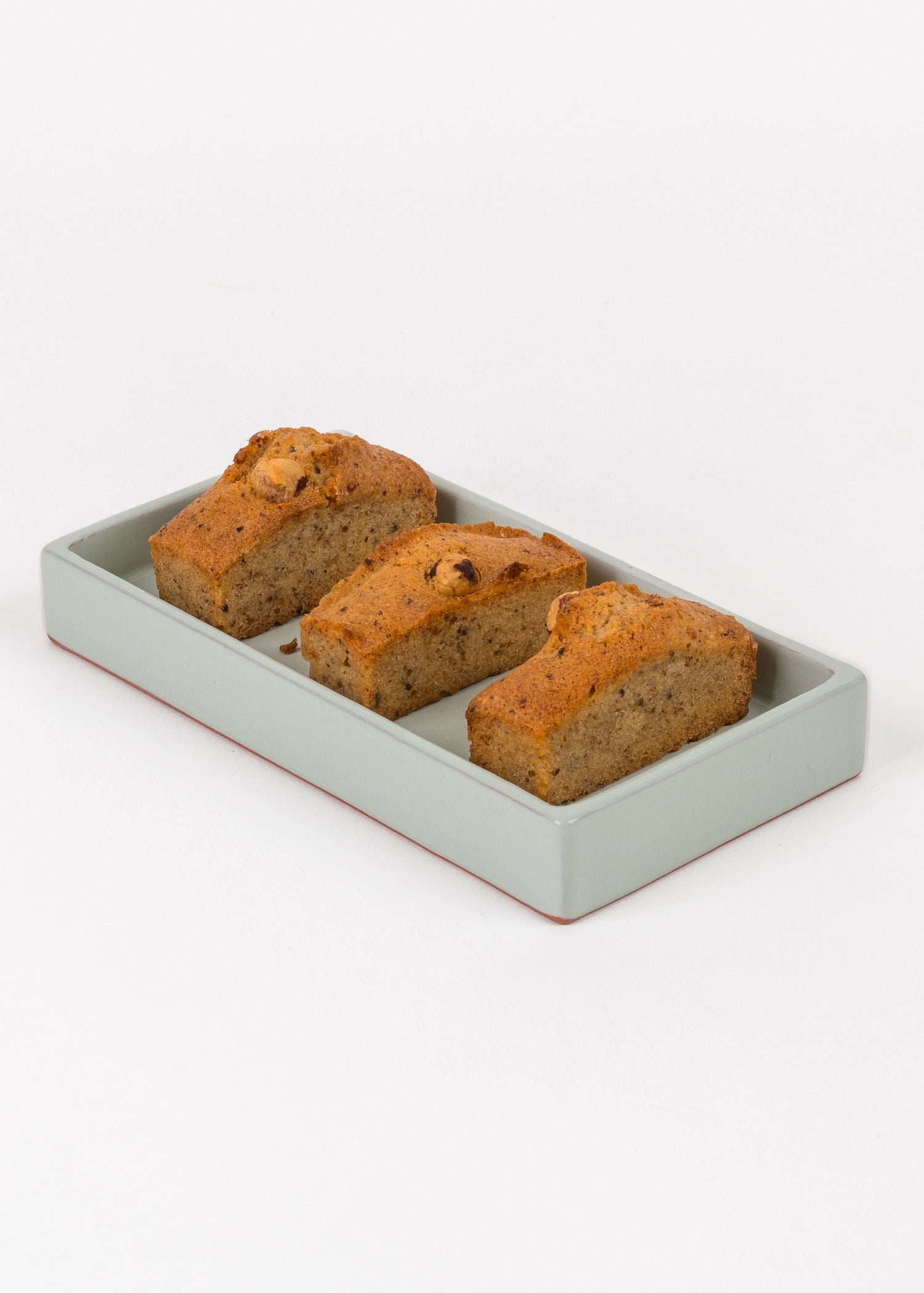 Plateau réctangulaire vert pastel en céramique terracotta, vide poche, vaisselle de service, set pour café